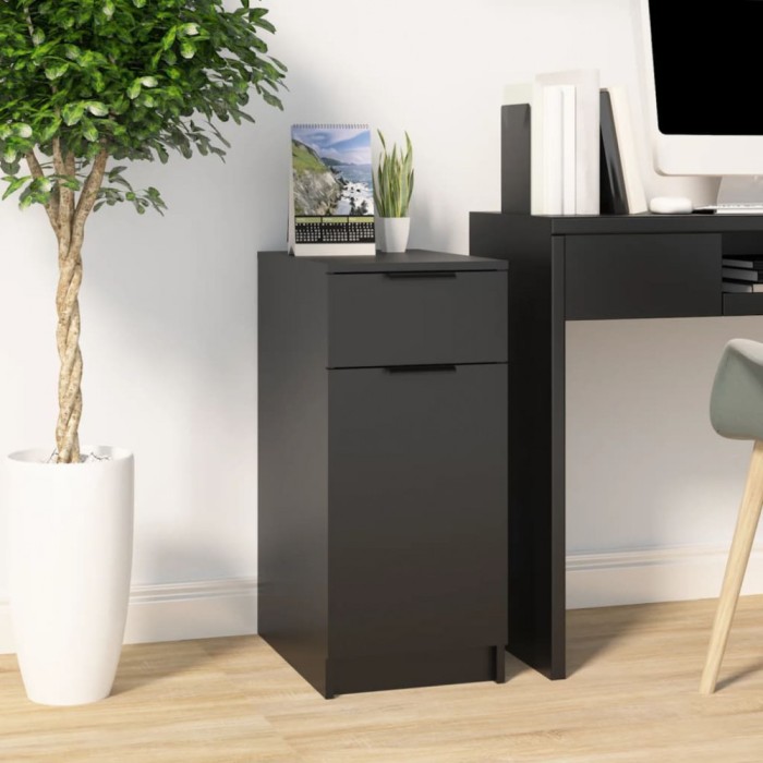 Gossi dulap de birou, negru, 33,5x50x75 cm, lemn prelucrat