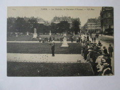 Carte postala necirculata circa 1910,gradinile Tuileries Paris:dresor de pasari foto
