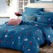 Lenjerie de pat matrimonial cu husa elastic pat si fata perna patrata, Night, bumbac mercerizat, multicolor