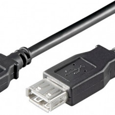 Cablu extensie USB 2.0 A tata - USB 2.0 A mama, 0.3m, negru, Goobay