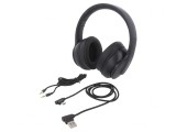 Căști wireless cu microfon negre Jack 3,5mm USB MicroUSB