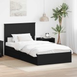 vidaXL Pat cu storage cu headboard Negru 100 x 200 cm Lemn compozit 3410827