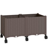 Outsunny Jardinieră Ridicată din Plastic, 85L, Spațiu pentru Grădinărit &icirc;n Aer Liber cu Roți Blocate, Sistem de Autoirigare, Orificii de Drenaj, Ideal