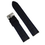 Cumpara ieftin Curea Ceas din Silicon Premium &ndash; Neagr? cu Cus?tur? Albastr? (20mm, 22mm, 24mm)