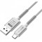 Cablu Thunder Micro USB Golf 40M argintiu 1m 2.4A Fast charging