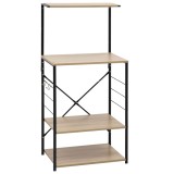 Cumpara ieftin Dulap microunde, negru/stejar 60x39,6x123 cm lemn prelucrat