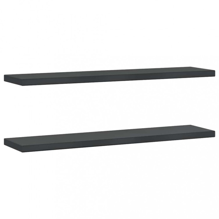 Rafturi de perete 2 buc., 100x23,5x3cm, negru otel inoxidabil