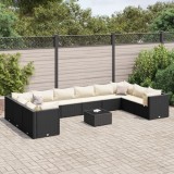 vidaXL Set mobilier de grădină cu perne, 11 piese, negru, poliratan 3308288