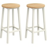 Set 2 scaune bar VASAGLE, 65 cm, sezut rotund, otel si stejar bej