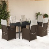 VidaXL Set mobilier de grădină cu perne, 7 piese, maro, poliratan