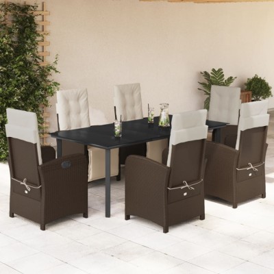 vidaXL Set mobilier de grădină cu perne, 7 piese, maro, poliratan foto