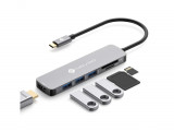 Cumpara ieftin Hub Adaptor NOVOO USB-C la HDMI 4K, 3 x USB 3.0, Cititor de carduri SD si Micro SD - RESIGILAT