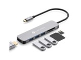 Hub Adaptor NOVOO USB-C la HDMI 4K, 3 x USB 3.0, Cititor de carduri SD si Micro SD - RESIGILAT