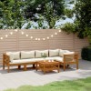 Gossi set mobilier gradina cu perne crem, 6 piese, lemn masiv acacia