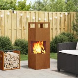 vidaXL Vatră de foc pătrată, 35x35x100 cm, oțel corten