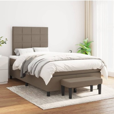 vidaXL Pat box spring cu saltea, gri taupe, 120x200 cm, textil 3136585 foto