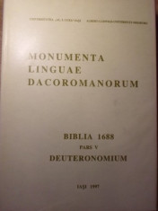 MONUMENTA LINGUAE DACOROMANORUM BIBLIA 1688 PARS V DEUTERONOMIUM - ALEXANDRU AND foto