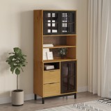 Cumpara ieftin Dulap cu uși din sticlă &bdquo;FLAM&rdquo;, 80x40x180 cm, lemn masiv de pin