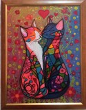 Pictura pe panza "Pisici indragostite" dimensiune 30x40 cm