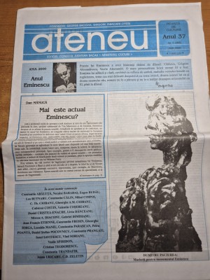 ziarul ateneu - mai 2000 - anul eminescu - ziar cultural foto