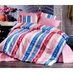 Lenjerie de pat pentru o persoana cu husa de perna dreptunghiulara, Sweet Dream, bumbac ranforce, gramaj tesatura 120 g/mp, multicolor