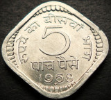 Cumpara ieftin Moneda 5 PAISE - INDIA, anul 1968 *cod 5348 = UNC, Asia, Aluminiu