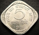 Cumpara ieftin Moneda 5 PAISE - INDIA, anul 1968 *cod 5348 = UNC, Asia, Aluminiu