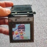 Diapozitiv desen fetita costum rosu galben albastru, 7x7 cm