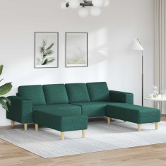 vidaXL Canapea pentru living 3 pcs Verde &icirc;nchis Poliester 3335116