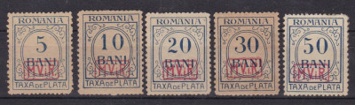 ROMANIA 1918 TAXA DE PLATA ROMANIA FARA FILIGRAN SUPRATIPAR MVIR CASETA MNH foto