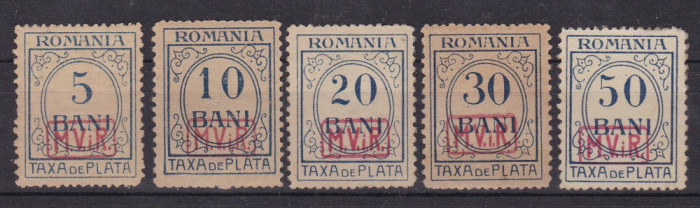 ROMANIA 1918 TAXA DE PLATA ROMANIA FARA FILIGRAN SUPRATIPAR MVIR CASETA MNH