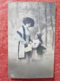 Fotografie tip carte postala, mama cu fetita, 1912