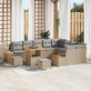 VidaXL Set de canapele pentru grădină cu pernă 12 pcs Bej Rattan poli 3364902