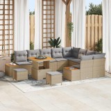 VidaXL Set de canapele pentru grădină cu pernă 12 pcs Bej Rattan poli
