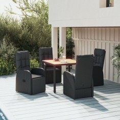 vidaXL Set mobilier de grădină cu perne, 5 piese, negru, poliratan foto