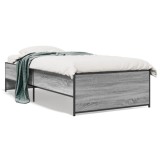 Gossi cadru de pat, gri sonoma, 75x190 cm, lemn prelucrat si metal