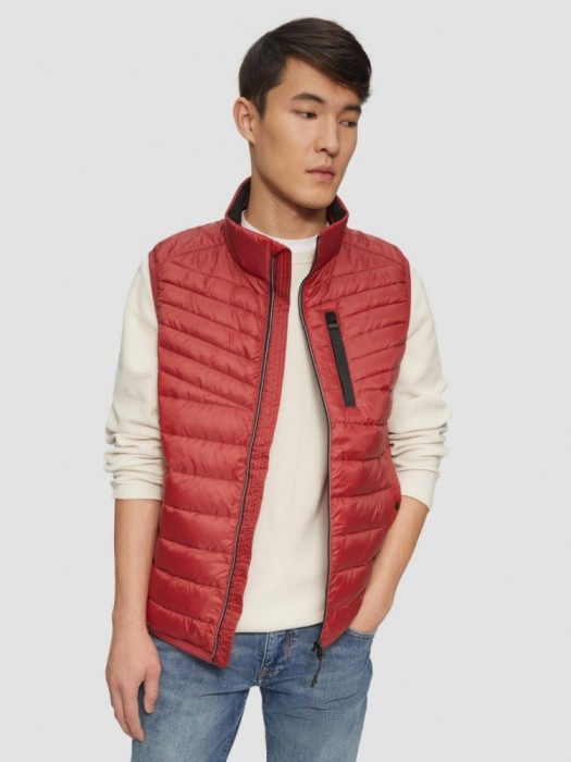 Vesta matlasata fara gluga, barbati, croiala Regular fit, Rosu, S