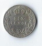 Moneda 6 pence 1904 - Marea Britanie, 2,83 g argint 0,925
