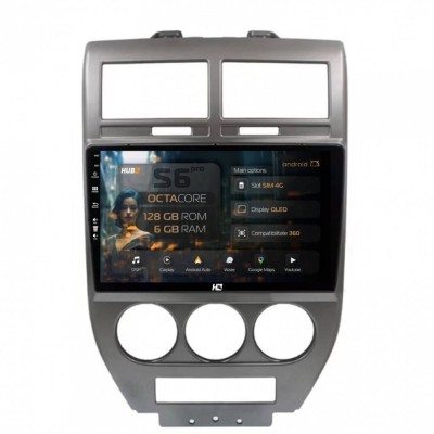 Navigatie Jeep Compass Patriot (2006-2010) 6GB RAM Android 13 Octacore Slot Sim 4G DSP GPS Wi-FI Carplay Android Auto USB Bluetooth Waze Touchscreen 1 foto