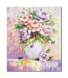 Tablou 3D pictat manual, Aranjament cu trandafiri, stilizat, 60x50cm ulei pe panza, Valentin Pop