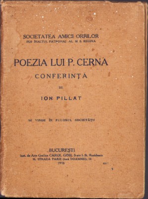 HST C1708 Poezia lui P Cerna 1916 Ion Pillat Societatea Amicii orbilor București foto