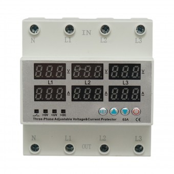 Releu digital siguranta 4P 63A 300V. trifazic pentru monitorizare si protectie subtensiune, supratensiune Suntree foto