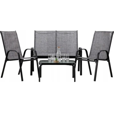 Set mobilier gradina textilene, 2 scaune, 1 canapea si 1 masa, gri deschis Household NewTrend foto