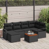 VidaXL Set de Sofa pentru Grădină 7 pcs Negru Mare