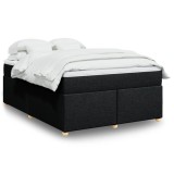 Gossi pat box spring cu saltea, negru, 140x200 cm, textil