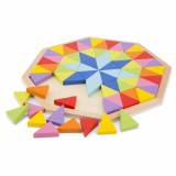 Puzzle Octogon - Set din lemn cu 72 de piese triunghiulare, New Classic Toys