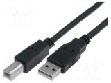 Cablu USB 2.0 VCOM 1,8m USB A la USB B nichelat negru PVC