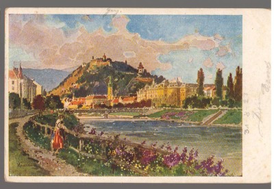CPIB 23911 CARTE POSTALA - GRAZ, SCHLOSSBERG, AUSTRIA, 1921, STAMPILA, TIMBRU foto