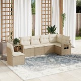 vidaXL Set canapele de grădină cu perne, 6 piese, bej, poliratan 3252565