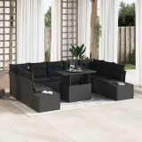 Gossi set de canapea de gradina 10 piese cu perne negru poliratan